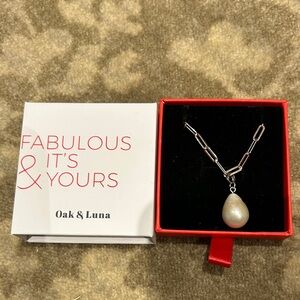 Oak & Luna Silver Necklace with Pearl Pendant